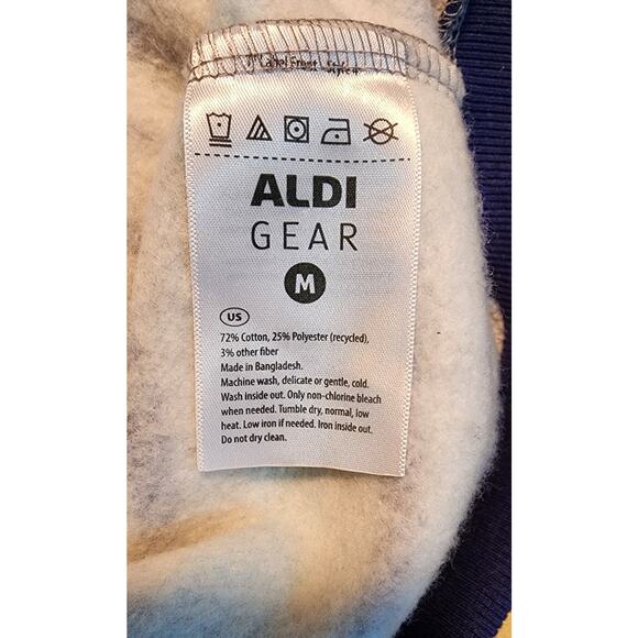 Adult Aldi Gear M Pullover Crew Neck Sweatshirt Blue Grey Striped Unisex NWOT - Picture 4 of 5